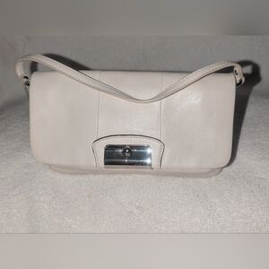 Coach Kristin Ivory Leather Clutch Wristlet Handbag with Metallic Detail